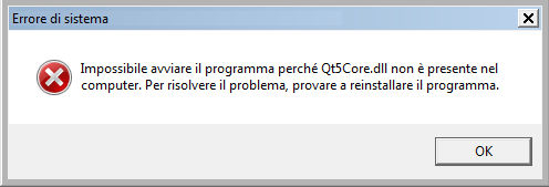 errore qt5core.dll non presente