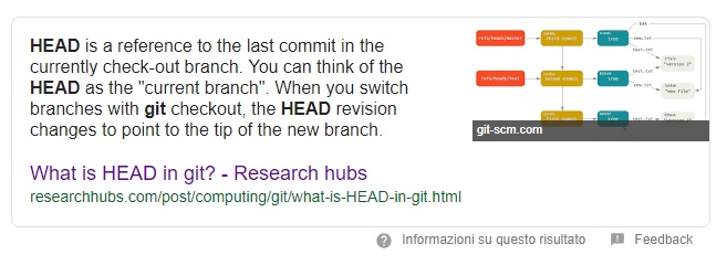 cosa è il puntatore head in Git